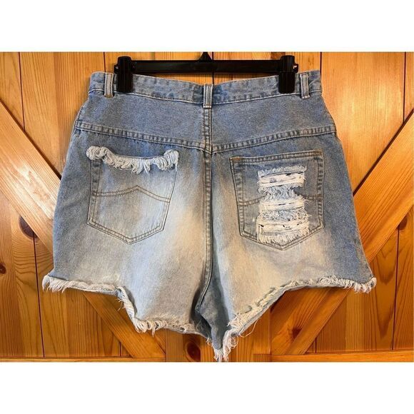 Vintage Unleaded Women's Denim Jean Short Shorts Size 17/18 Distressed (3736) Re - Picture 2 of 4